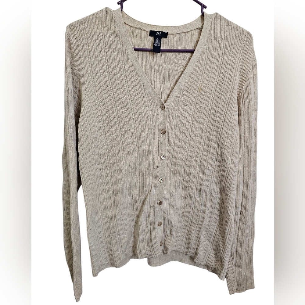 GAP Light Tan Ribbed Cardigan